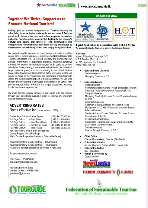 TOURGUIDE. Editorial.Ad Rates banner